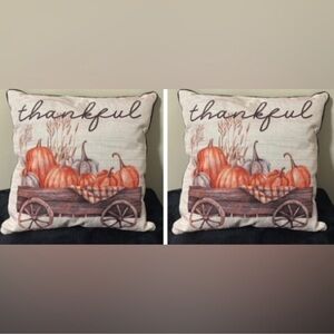 Statford Home "Thankful" Fall Pumpkin Wagon Pillows~Set of 2~NEW!!